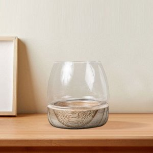 Стеклянная ваза с натуральным деревом, Аквариум, 11х19 см