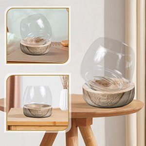Стеклянная ваза с натуральным деревом, Аквариум, 11х19 см