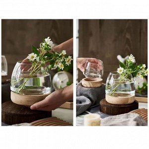 Стеклянная ваза с натуральным деревом, Аквариум, 7х10 см