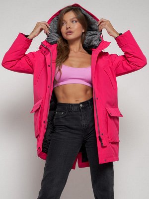 Парка женская зимняя MTFORCE c капюшоном розового цвета 2329R