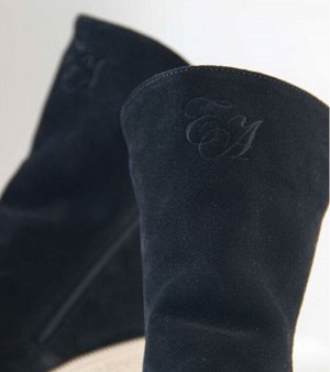 Ботинки женские зимние из натуральной замши на меху Черные