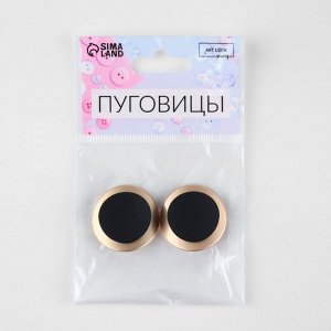 Пуговицы на ножке, металлические, d=27 мм, набор 2 шт., цвет золотой, чёрный