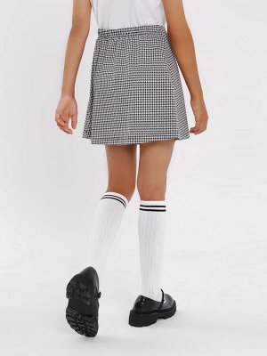 Юбка мини черно-белого цвета с паттерном гусиная лапка для девочек