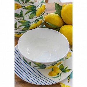 Тарелка десертная Доляна «Лимон», d=20,3 см, цвет белый