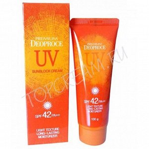 DEOPROCE PREMIUM  UV SUNBLOCK CREAM SPF42 PA++ 100g  Крем солнцезащитный для лица и тела