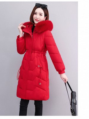 Женская куртка с капюшоном, приталенная, цвет красный