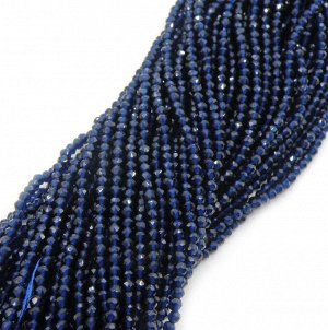 Бусины Шпинели искусственной 2 мм темно-синие, нитка 37 см. Цена за нить.