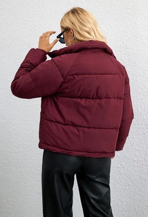 Женская куртка с воротником "стойка", цвет бордовый