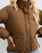 Женская куртка с воротником "стойка", цвет коричневый