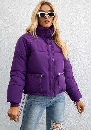 Женская куртка с воротником "стойка", цвет фиолетовый
