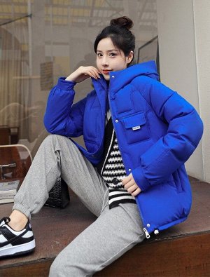 Женская куртка на кулиске снизу, цвет синий