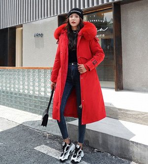 Женская куртка, длинная, 3 в 1, цвет красный