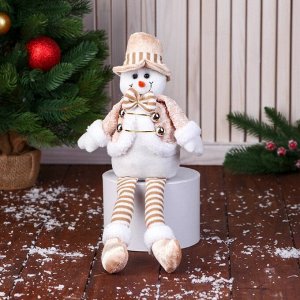 Мягкая игрушка "Снеговик в полосатом костюме" 14х40 см, золото