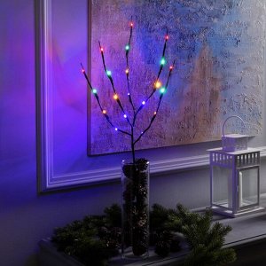 Светодиодная ветка 70 см, 20 LED, коричневая, батарейки AAх2 (не в комплекте), свечение мульти