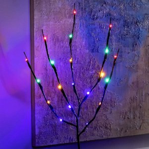 Светодиодная ветка 70 см, 20 LED, коричневая, батарейки AAх2 (не в комплекте), свечение мульти