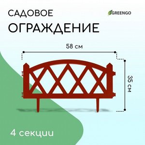 Ограждение декоративное, 35 * 232 см, 4 секции, пластик, терракотовое, MODERN, Greengo