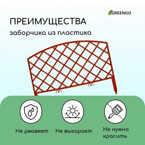 Ограждение декоративное, 35 * 220 см, 5 секций, пластик, терракотовое, ROMANIKA, Greengo