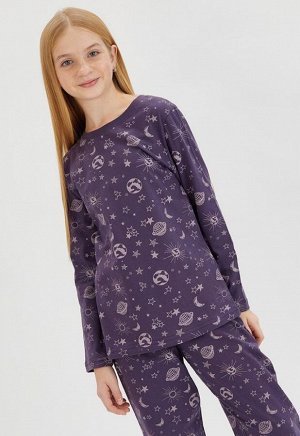 Комплект домашний (пижама) для девочки с принтом (НАШЕ)