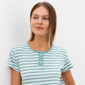 Комплект женский (футболка/шорты), цвет оливковая полоса