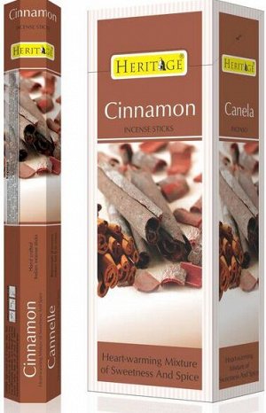 Палочки ароматические КОРИЦА (Cinnamon) шестигр. Heritage, 20 шт