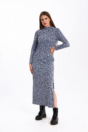 Платье KaVari 1057.1 голубой принт леопард