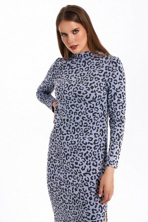 Платье KaVari 1057.1 голубой принт леопард