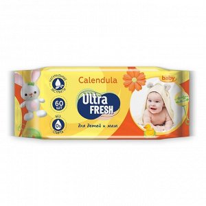Ультра Фреш Baby Влажные салфетки для детей и мам 60 шт c календулой, Ultra Fresh