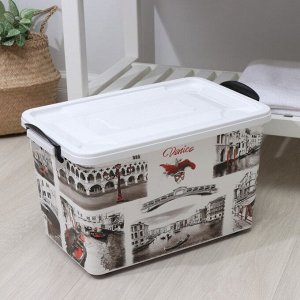 Контейнер для хранения «Венеция», 35 л, 50,5x31x30 см, с крышкой, на колёсиках, белый