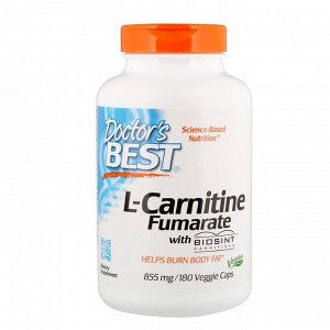 L-карнитин Doctor's Best, Лучший L-карнитина фумарат, 855 мг, 180 вегетарианских капсул. L-карнитин — питательное вещество, способствующее выработке энергии в клетках, путем транспортировки жирных кис
