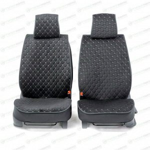 Чехлы-накидки Autoprofi CarPerformance для передних сидений, алькантара, черный цвет с серой прострочкой, каркасные, 2 предмета