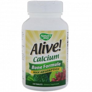 Кальций Nature's Way, Кальций Alive! максимальная абсорбция, формула для костей, 120 таблеток. 1000 мг кальция растительного происхождения на порцию
Витамин C - Витамин D3 - Витамин K2 - Магний - Взаи