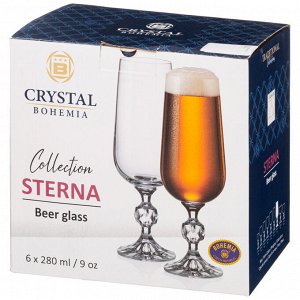 CRYSTAL BOHEMIA НАБОР БОКАЛОВ ДЛЯ ПИВА ИЗ 6 ШТ. &quot;CLAUDIE STERNA&quot; 280 МЛ ВЫСОТА=19 СМ (КОР=8НАБОР.)