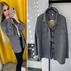 Рубашка утепленная женская оверсайз в клетку