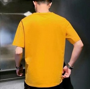 Мужская футболка свободного кроя, с принтом, желтый