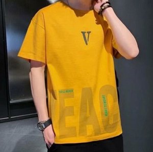 Мужская футболка свободного кроя, с принтом, желтый