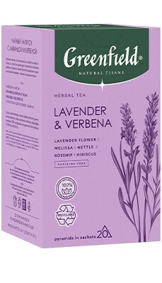 Чай Гринфилд пирам. NATURAL TISANE LAVENDER & VERBENA 1,8гр 1/20/8