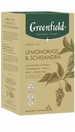 Чай Гринфилд пирам. NATURAL TISANE LEMONGRASS &amp; SCHISANDRA 1,8гр 1/20/8