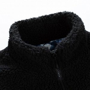 Мужская осенняя куртка-толстовка из шерпы на молнии, с минималистичным декором, синий