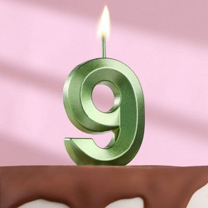 Свеча в торт на шпажке «?Грань», цифра "9" ,изумруд, 5 см