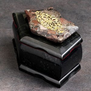Ларец "Кружевной узор", 16х9х8 см, натуральный камень, змеевик