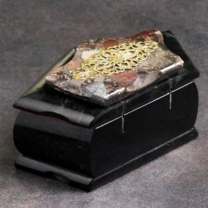 Ларец "Кружевной узор", 16х9х8 см, натуральный камень, змеевик