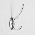 Крючок мебельный ТУНДРА TKD002 LIGHT, двухрожковый, хром