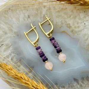 Серьги из Лепидолита и Розового кварца