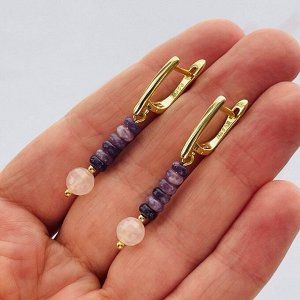 Серьги из Лепидолита и Розового кварца
