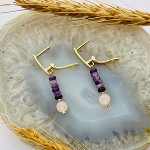 Серьги из Лепидолита и Розового кварца