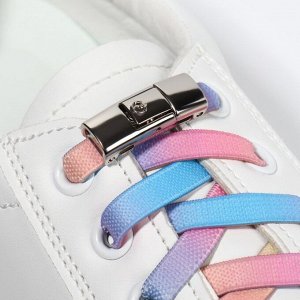 Шнурки для обуви, пара, с плоским сечением и фиксатором на магнитах, 100 см, цвет разноцветный