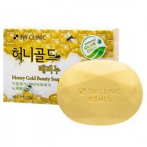 3W Мыло кусковое, с медом "Honey Gold Beauty Soap", 120 гр., 1*100шт Арт-76011