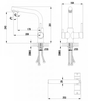 LEMARK LM3061C &quot;Комфорт&quot; Смеситель для кухни , с дополн. подключением к фильтру для питьевой воды, хром