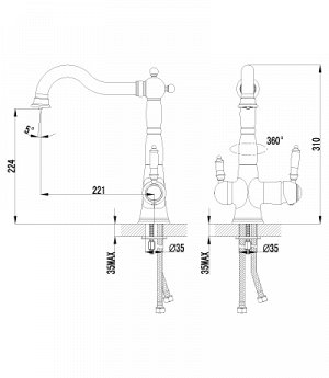 LM3065C "Комфорт" Смеситель для кухни, с дополнительным подключением к фильтру для питьвой воды, хро