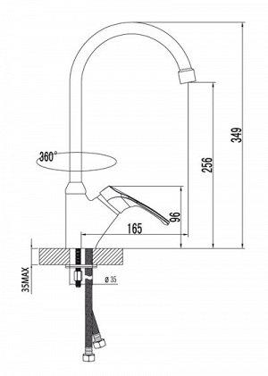 LM3105C "Омега" Смеситель для кухни с высоким поворотным изливом, хром